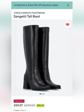 Vince Camuto Black Tall Leather Knee-High Boots
